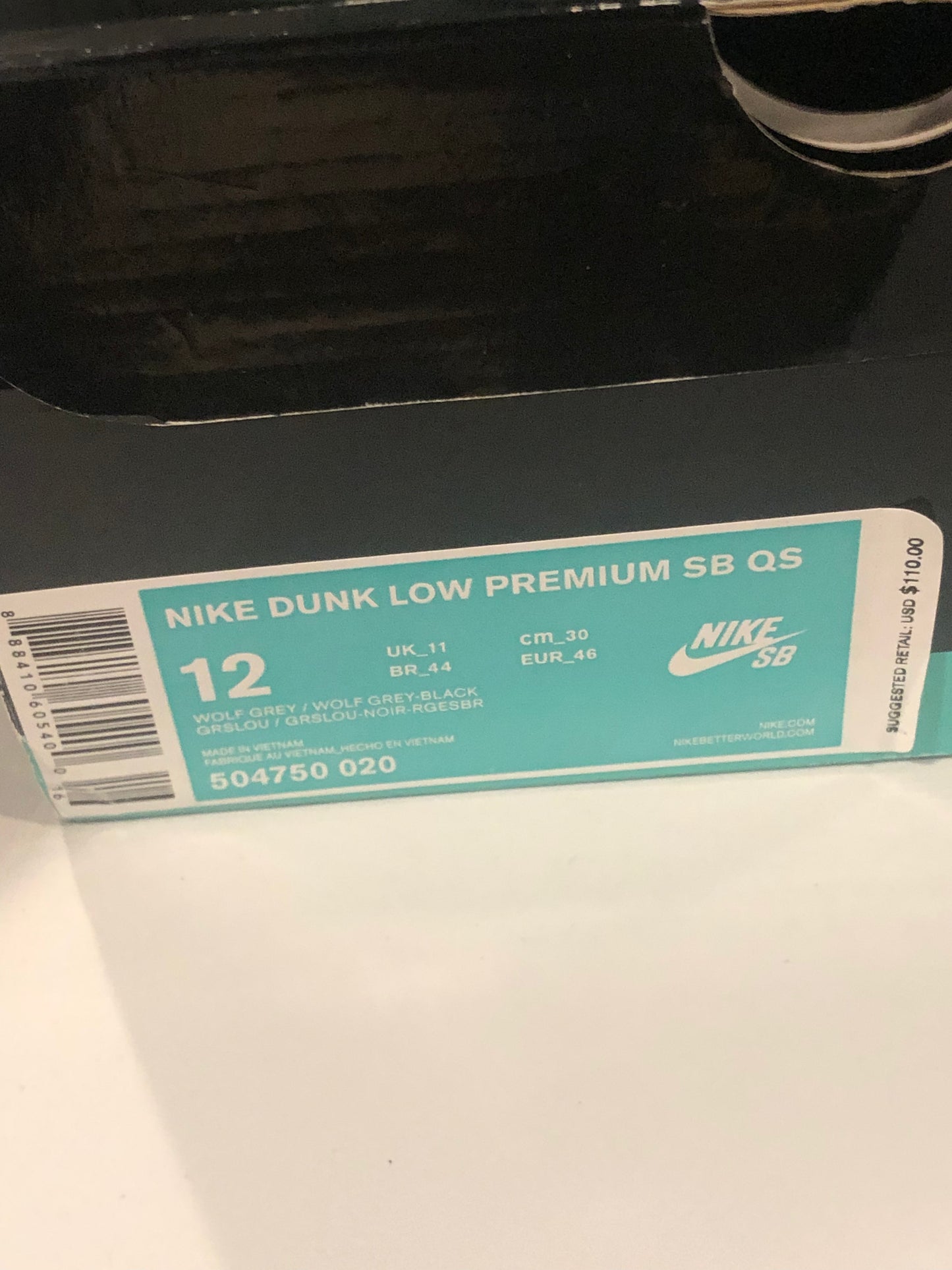 SB DUNK LOW 'ATLAS 35MM GREY' SIZE 12